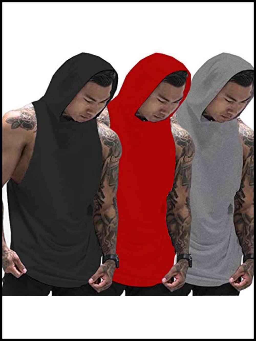Men's Sleeveless Hooded Muscle Tank Top Workout Bodybuilding Gym Shirt